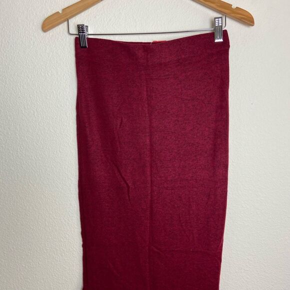 HEART & HIPS Burgundy/Black Two Tone Hacci Rib Knee Career Office Pencil Skirt - Picture 5 of 5